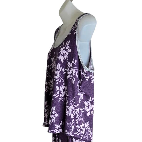 Live Love Lounge Womens Pajama Set XXL Tropical Leaves Karen Neuburger Stretch - Picture 3 of 12